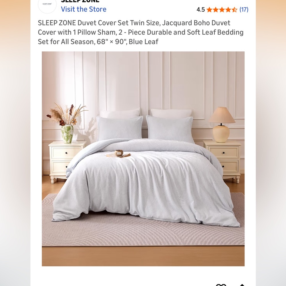 Blue Leaf Duvet Cover Set